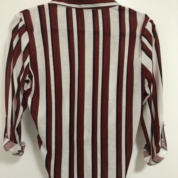 Collared tie front rolled sleeve top - Picture 3 of 3